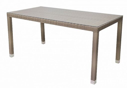 DEOKORK Záhradný ratanový stôl NAPOLI 160x80 cm (sivo-béžová)