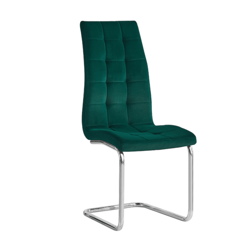 Jedálenská stolička, smaragdová Velvet látka/chróm, SALOMA NEW