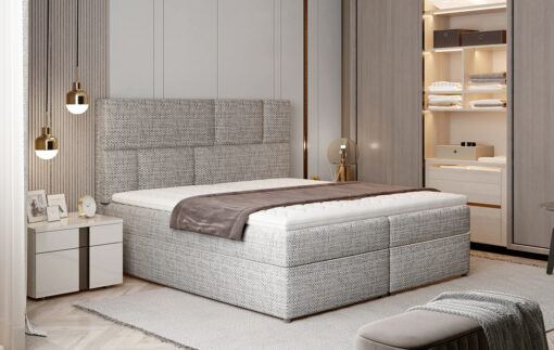 NABBI Ferine 185 čalúnená manželská posteľ s úložným priestorom sivá (Berlin 01)