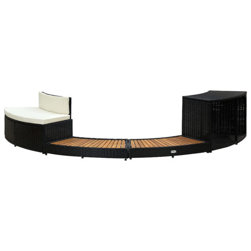 DEOKORK Set nábytku k mobilnej vírivke kruhovej (čierny umelý polyratan masívne tropické drevo z akácie)